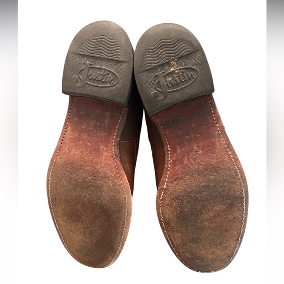 Justin Women’s‎ Leather Western Cowboy Boots Brown 6.5B Made in USA Vintage - Picture 5 of 8